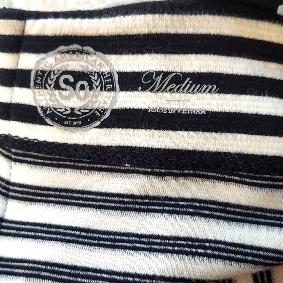 Juniors So Black and White Striped Fit and Flare Cross Cross Strap Dress - Picture 7 of 7